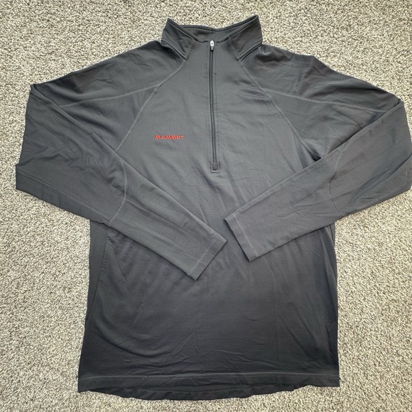 Mammut Jacket‎ Mens M Gray Fleece Pullover 1/4 Quarter Zip Baselayer Tecno Pile - Picture 1 of 9